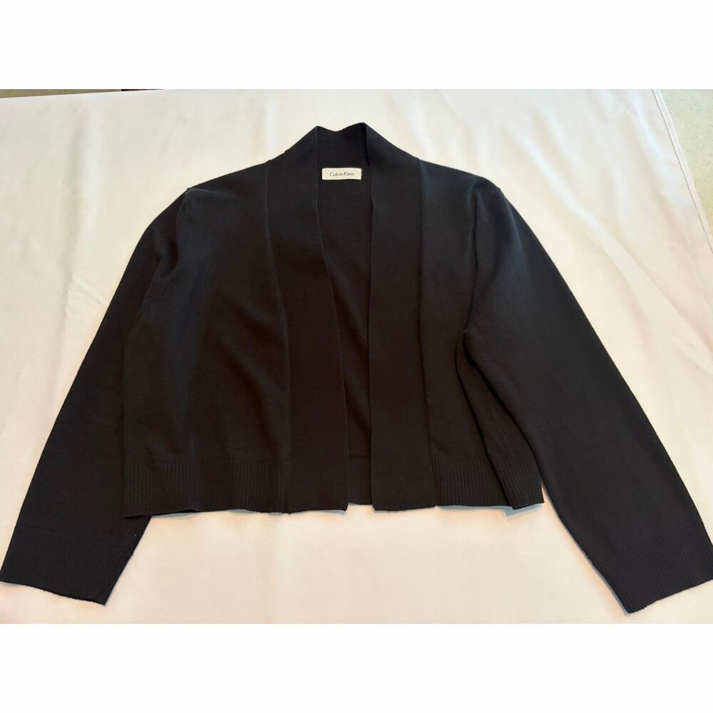 Calvin Klein Black Open Front Knit Cardigan Sweater Women’s Medium Soft